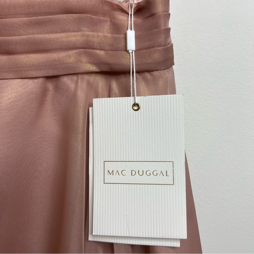 Mac Duggal Cut Out High Low Ruffle Gown NWT Size 12 Formal Dress Rose Gold - Picture 11 of 17